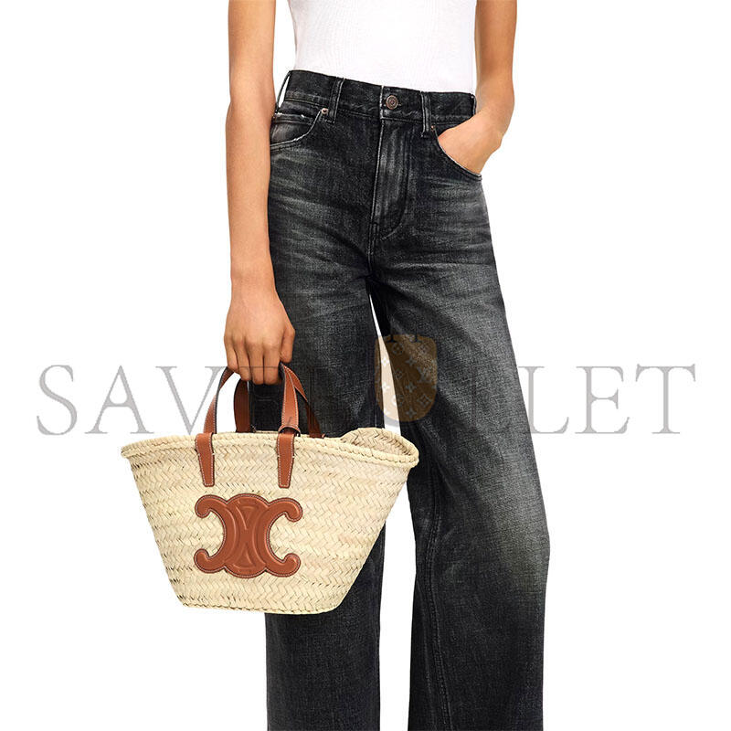 Ce1i*e teen Ce1i*e classic panier in palm leaves and calfskin 113832cgg.04lu (23*21*15cm)